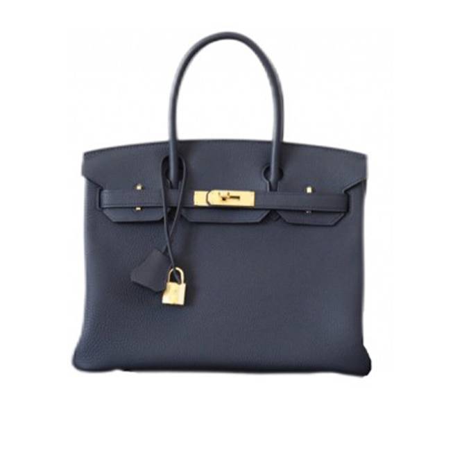 H**mes herH**mes birkin bag sapphire gold buckle togo half-handmade (25cm*20cm*13cm)